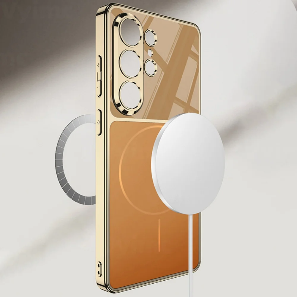 Luxury Plating Magnetic Matte Phone Case with Lens Protection & Shockproof Bumper