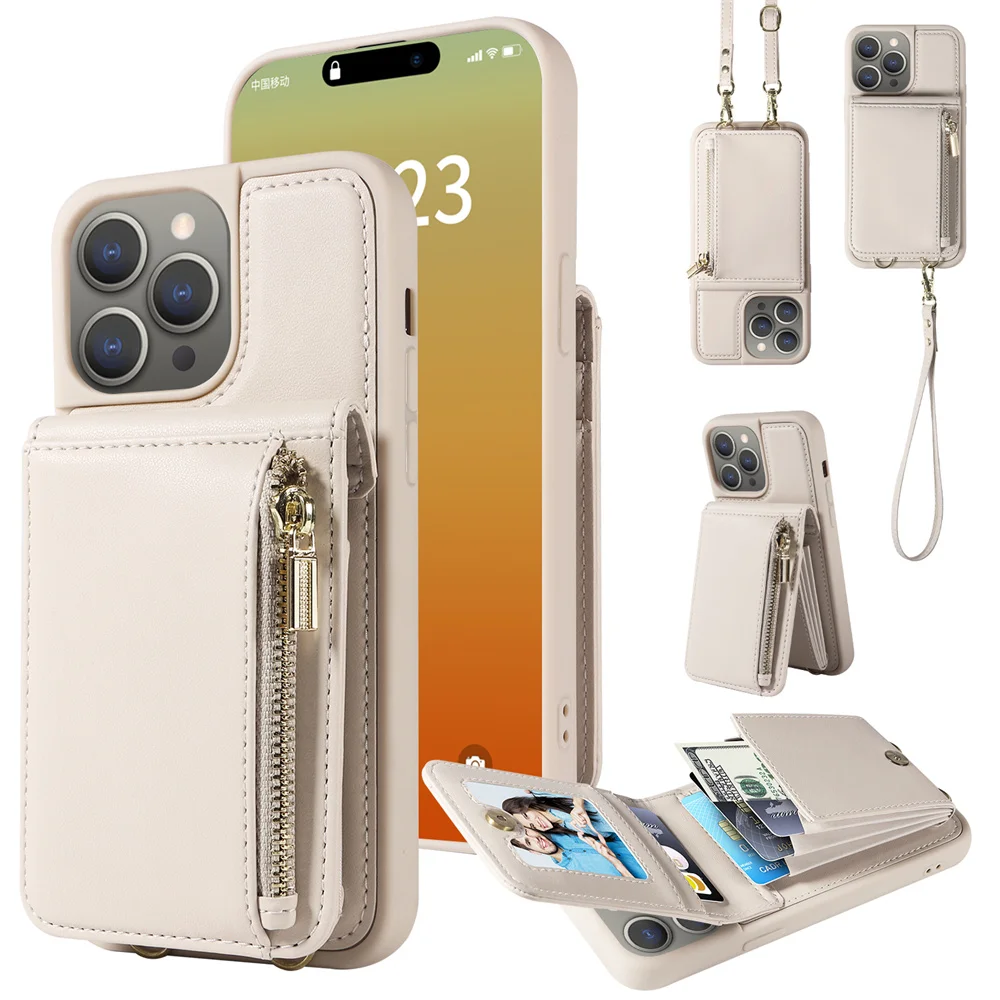 

Crossbody Organ Card Bag Wallet Case for iPhone 15 Pro Max 6s 7G 8G XR XS Max 11 12 13 Pro 14 Plus Magnetic Buckle Leather Case