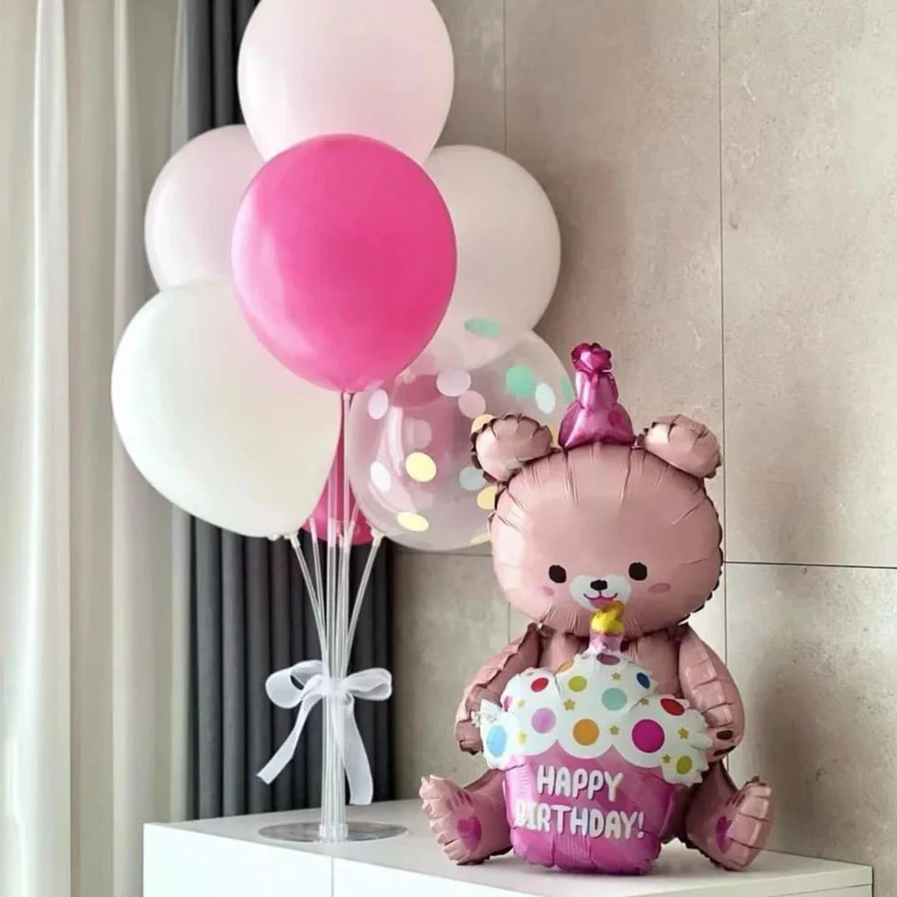 

Ins 4D Bear Foil Balloon Baby Birthday Photo Props Cartoon Aluminum Film Balloons Happy Birthday Party Baloon Baby Shower Ballon