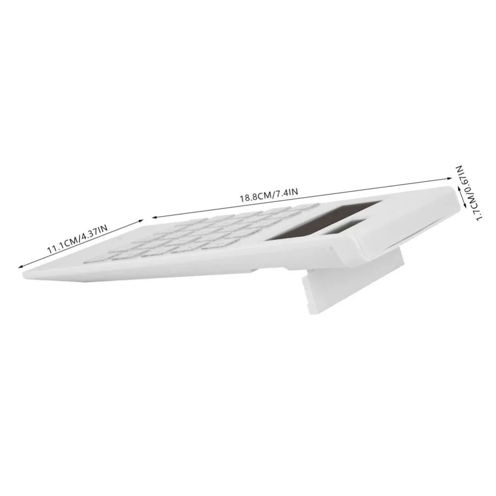 휴대용 12자리 계산기 듀얼 전원 크리스탈 버튼 태양열 계산기 슬림 디자인 화이트 데스크탑 계산기 선물