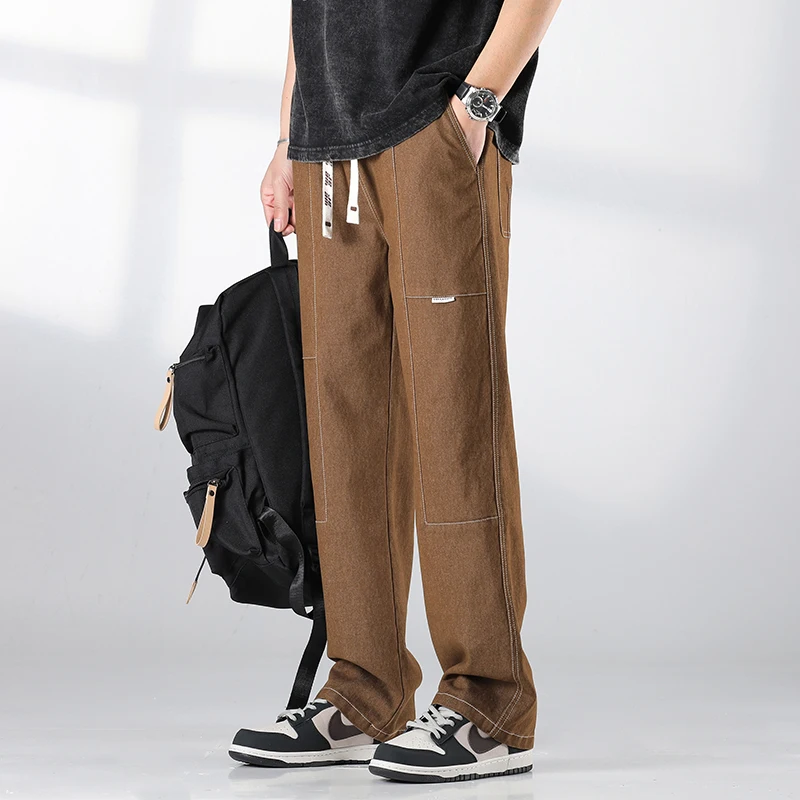 

Oversized Wide Leg Jeans Men's Spring Summer Straight Loose Elastic Waist Casual Streetwear Baggy Trousers Male streetwear men
