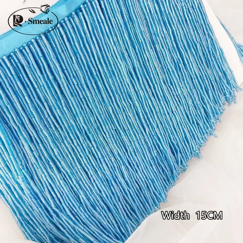 15CM Width 38 Colors Grey Blue Tube Tassel Dress Accessories Lace Trim Wedding and Evening Dress Beaded Decoration RS3052 lace garment accessories lace decoration lace accessories lace sewing accessories clothing accessories