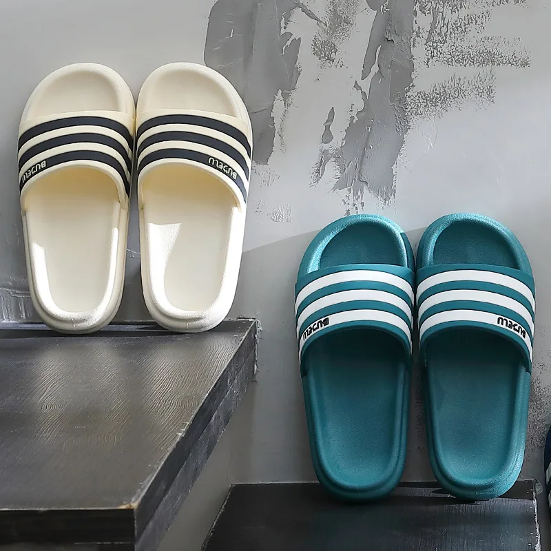 

Woman Home Slippers summer Simple Sandals convenient striped anti-slip indoor outdoor beach soft comfy Non Slip basic 2024 new