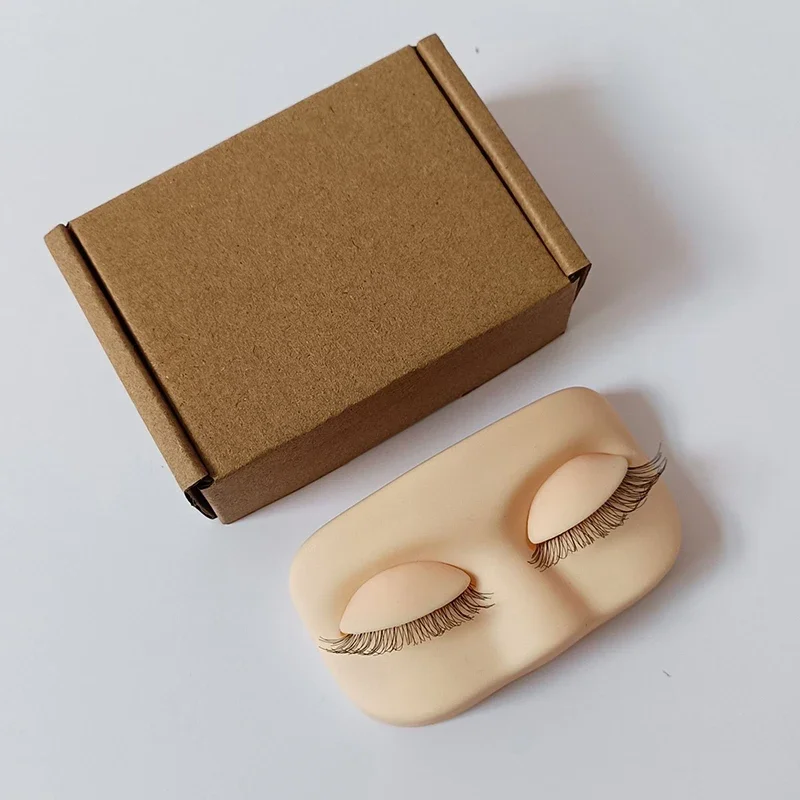 미니 속눈썹 연습용 교체형 트레이닝 헤드 플랫 모델 탈부착 가능한 눈꺼풀과 인조 속눈썹 헤드 익스텐션 포함