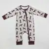 Dog Brown Print Baby Boys Fall Bamboo Sleeper Zipper Romper Wholesale Boutique Clothes Factory Price Baby High Quality Romper 1