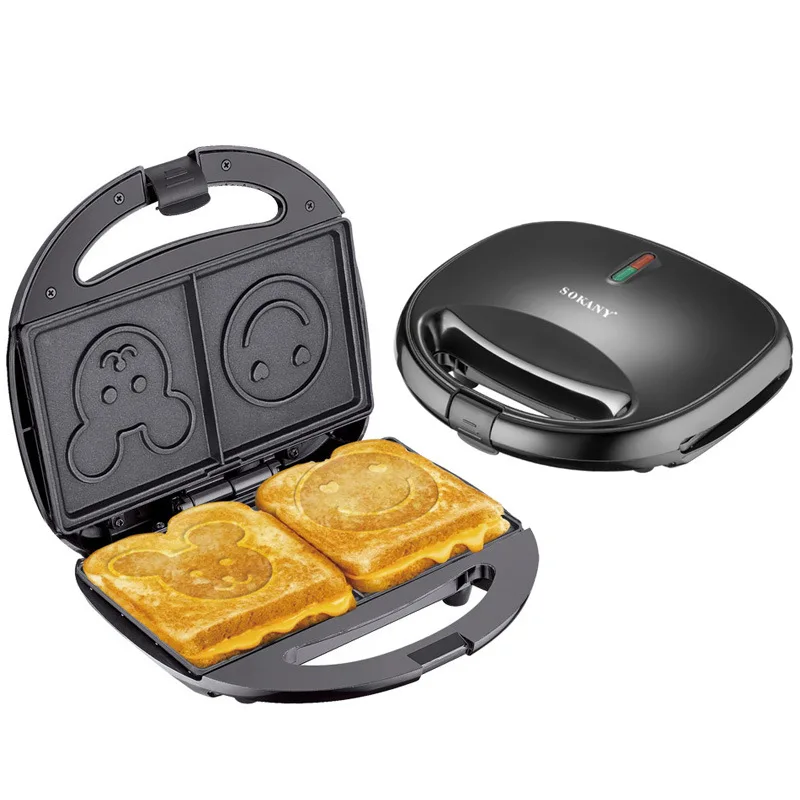 110V&220V Electric Mini Waffles Maker Machine 3 IN1 Multifunctional Waffle Sandwich Grilled Steak Maker Cute Smiley Face Model home electric sandwich maker timed waffle maker toaster baking multifunction breakfast machine takoyaki pancake sandwichera