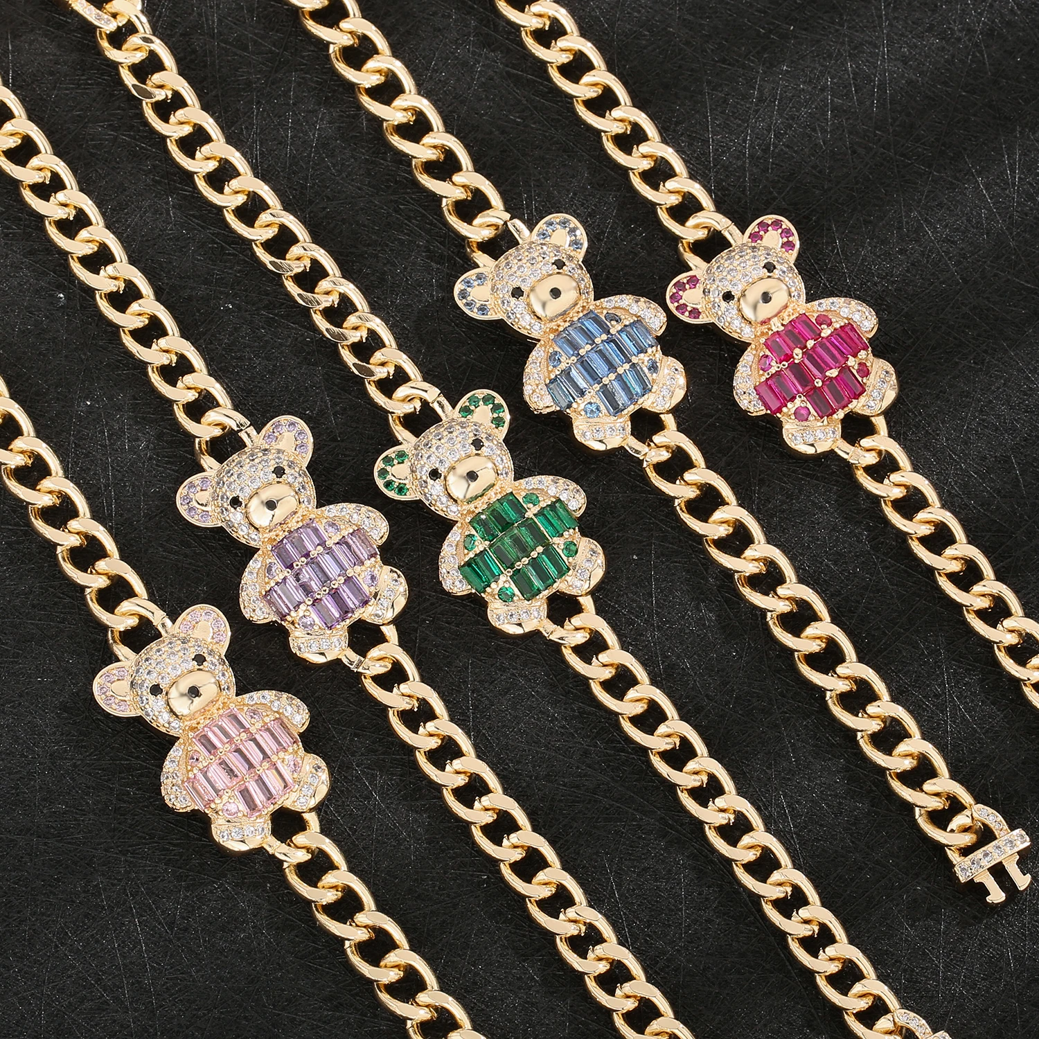 

Оригинальный и милый женский браслет с мишкой Тедди, браслет с фианитами и кристаллами в виде животного, браслет для помолвки, яркий подарок, оптовая продажа, повседневные принадлежности