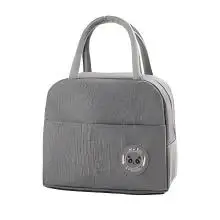 Insulated Bento Lunch Bag with Aluminum Foil Lining (Grey)