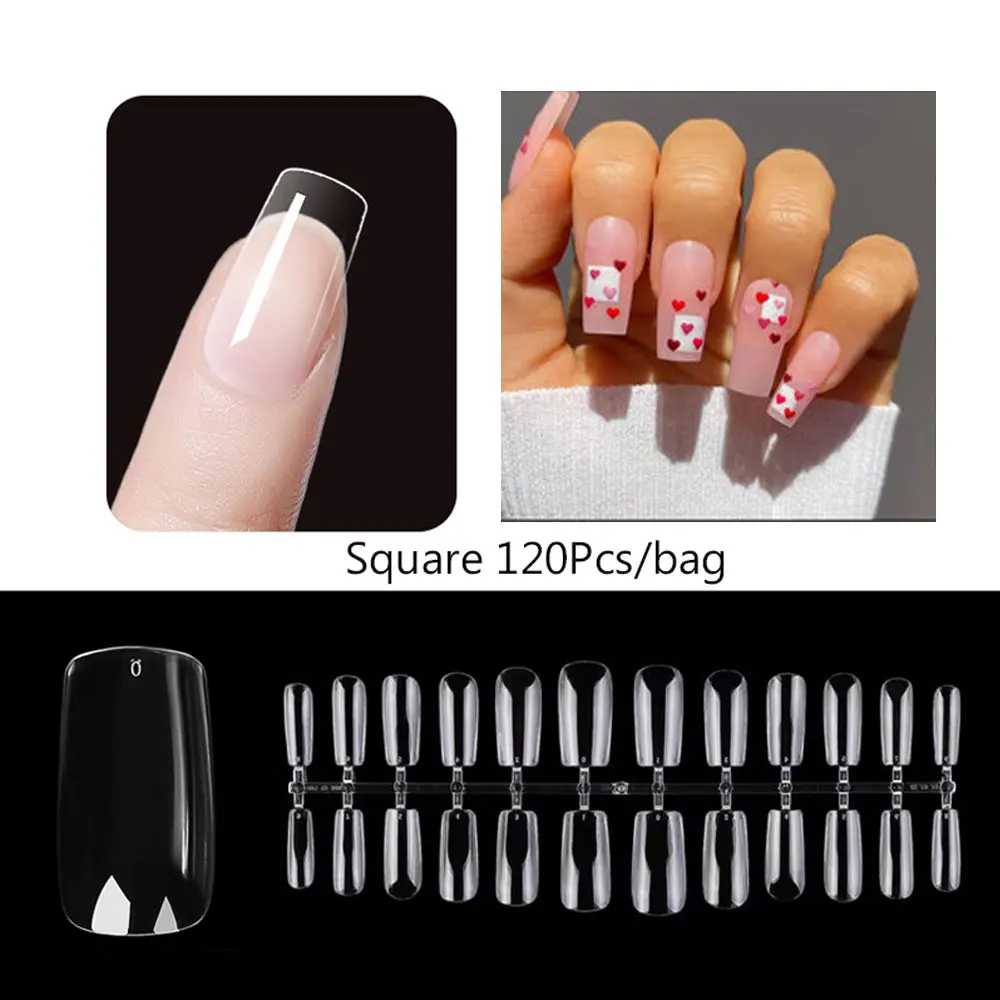 JP1119 Extra Long Fake Nails French Luxury Press on Nails Colorful Square  Acrylic False Nails With Glue Sticker Prom Women's Nails Rainbow False Nail  - Tips 24pcs |TospinoMall online shopping platform in