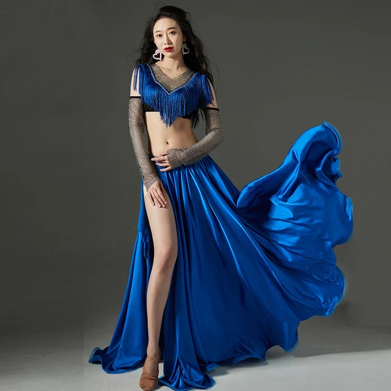 Belly Dance Dress Women's Dance Coin Slim Fit Gils Bellydance Sequin Beaded  Dress Bra Belt Dress