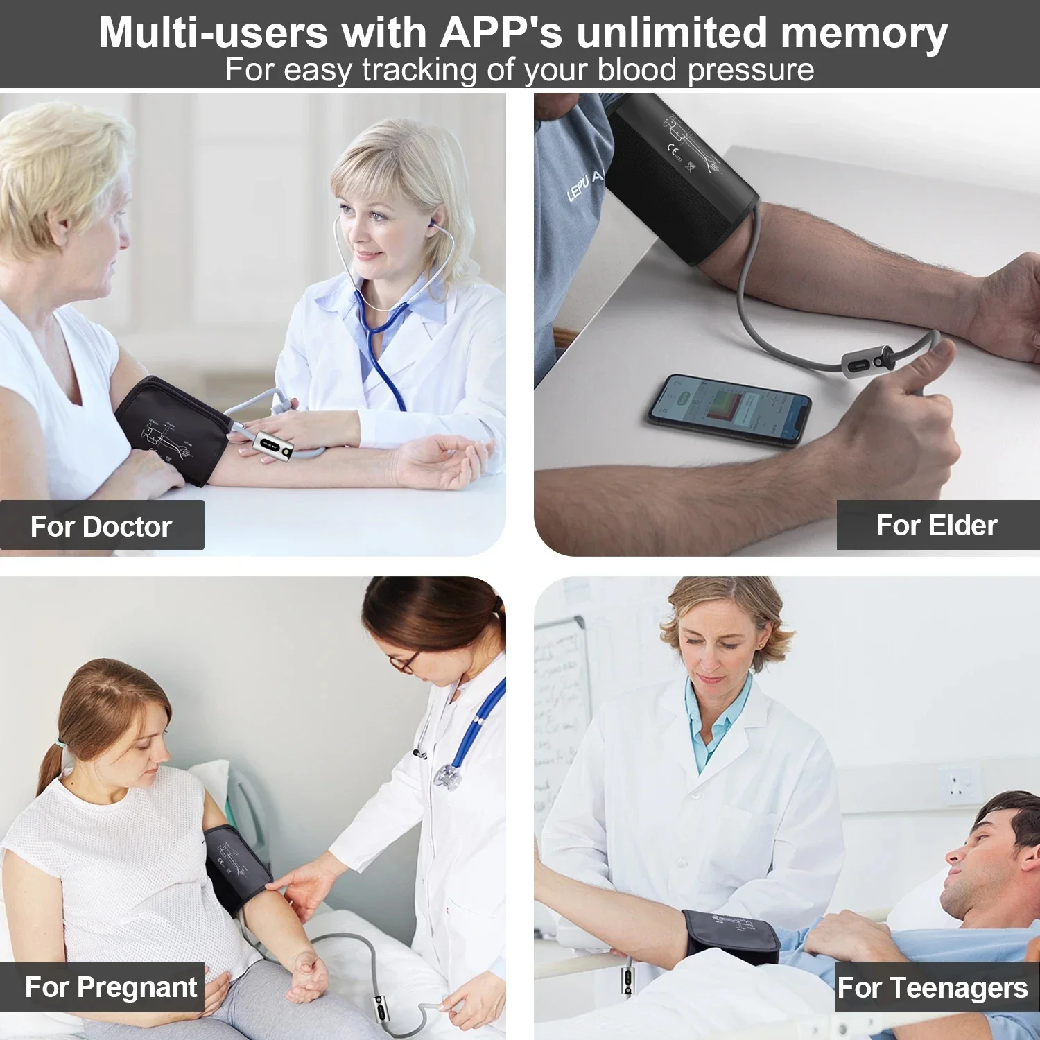 Bluetooth Portable Intelligent Blood Pressure Blood-oxygen Two-In-One Viatom BP1S Upper Arm Digital Rechargeable Sphygmomanometer