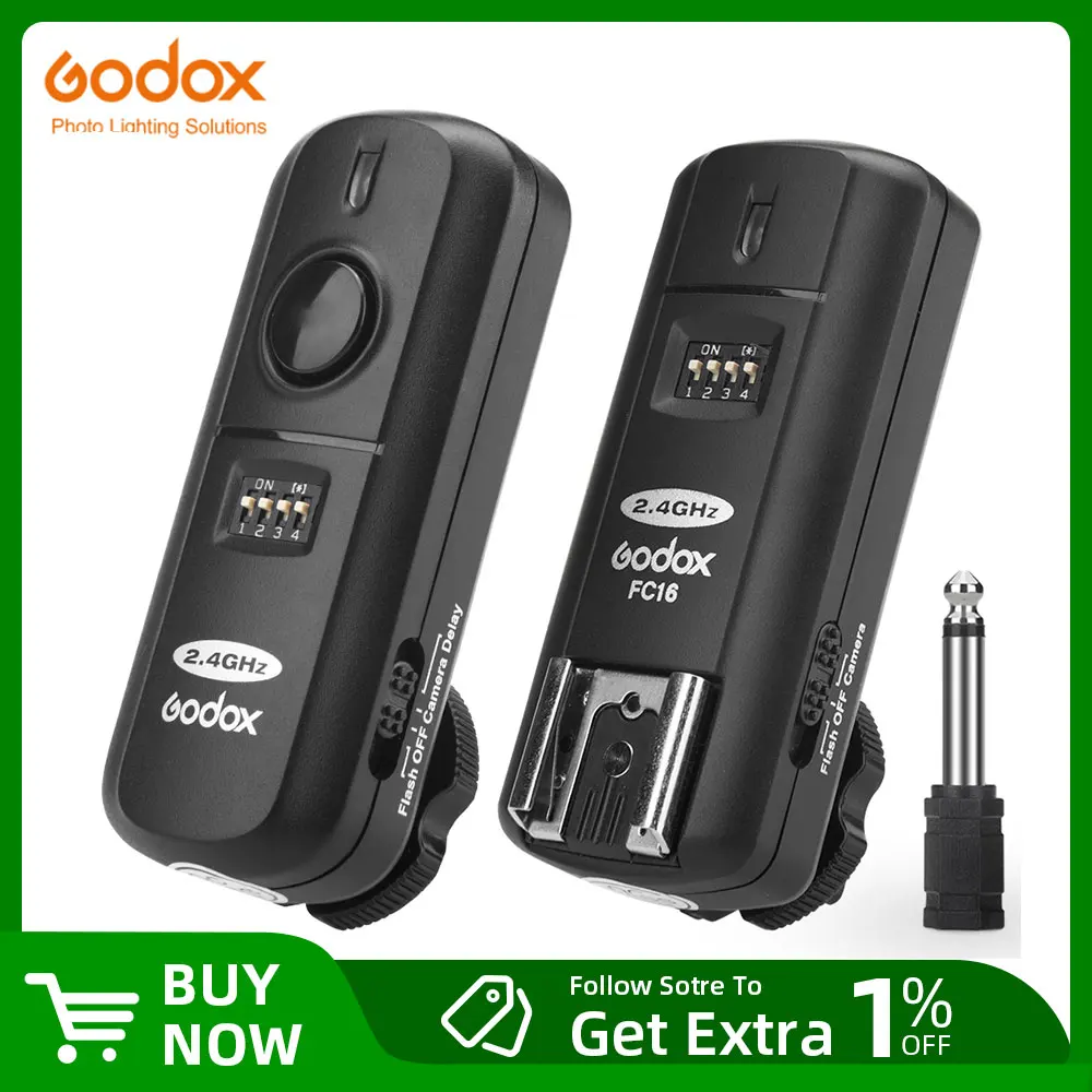 Godox 16 channels Fc-16 Studio 2.4Ghz Remote Wireless Flash Trigger with Remote Shutter for Canon Nikon EOS Camera camera remote shutter button camera remote shutter release flash trigger