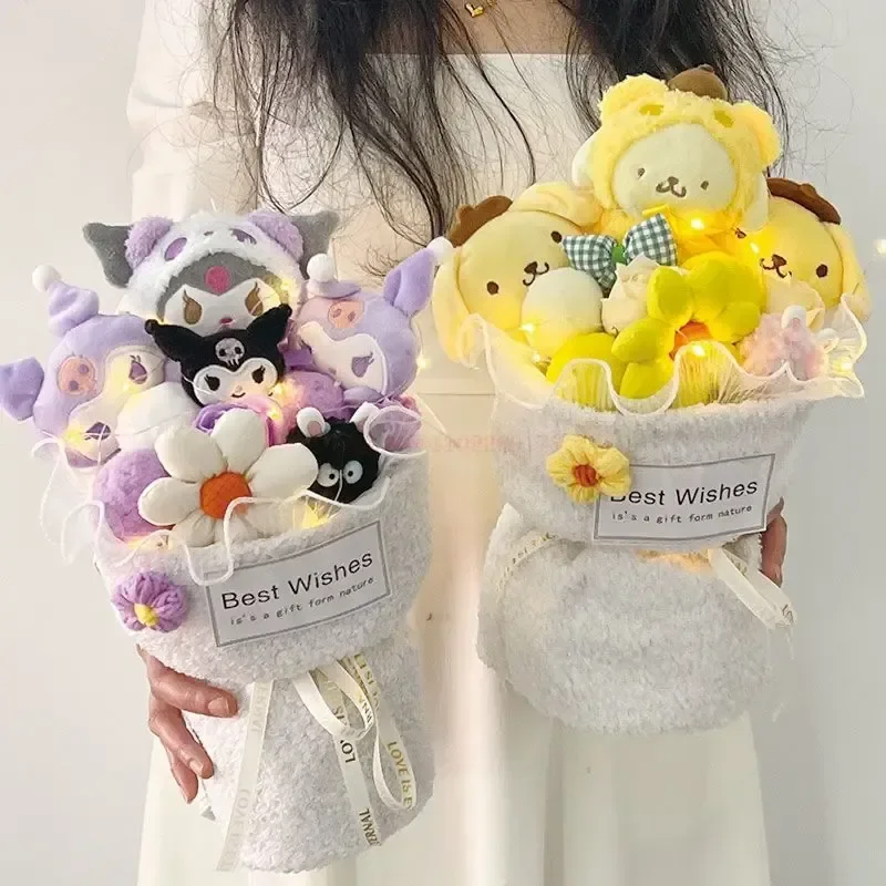 

Sanrio Kuromi Cinnamoroll Mymelody Pompompurin HelloKitty Kawaii Cartoon Doll Bouquet Anime Girl Cute Valentine's Birthday Gift