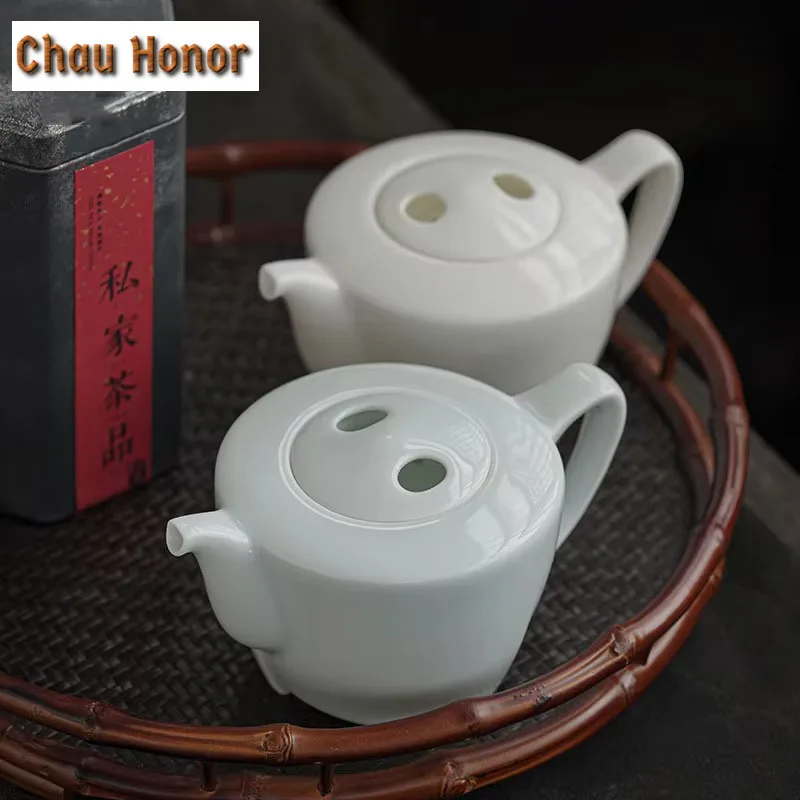 200ml Boutique White Porcelain Teapots Handmade Household Kungfu Teaset Ball Hole Filtration Beauty Pot Tea Ceremony Accessories