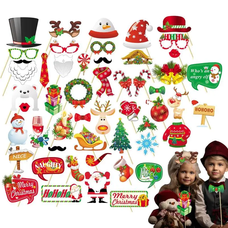 

Christmas Photo Props 52pcs Christmas Photo Booth Frame Christmas Photo For Photography Christmas Party Photo Accessories