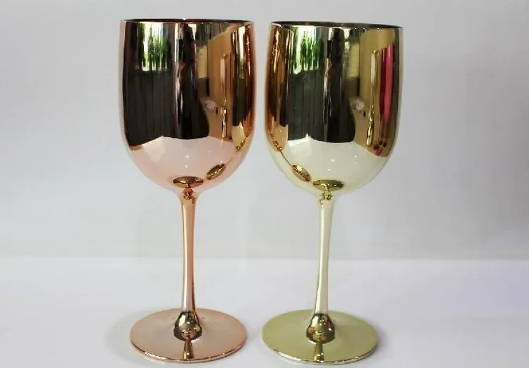 

Europe and America High Foot Red Wine Cup Multi color Electroplated Red Wine Cup Acrylic PC Champagne Cup Two Pack