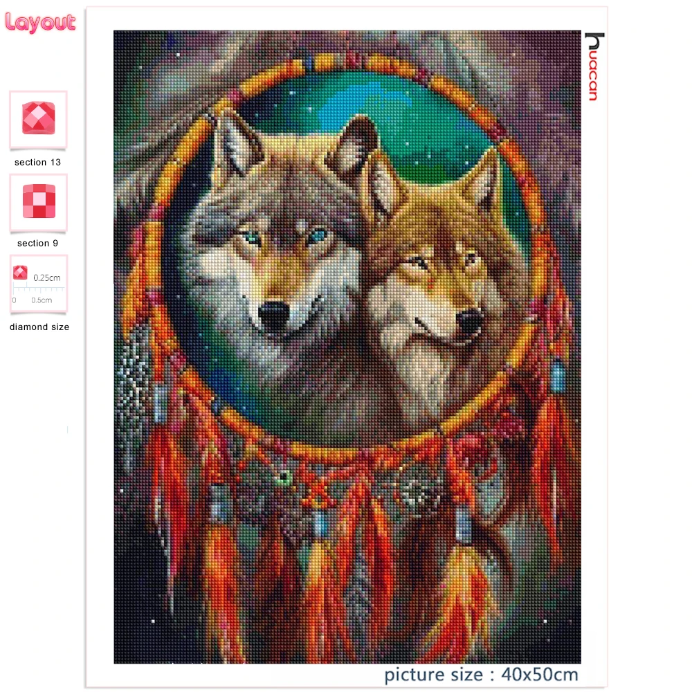 Color Wolf and Dream Catcher 5D Diamond Painting -  –  Five Diamond Painting