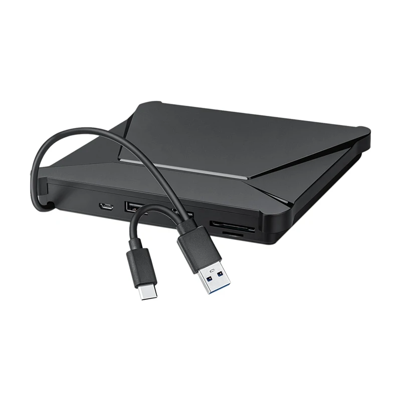 A33Q-External DVD Drive, USB 3.0 Type-C, Portable CD DVD Burner With Dual USB Ports And Card Slots