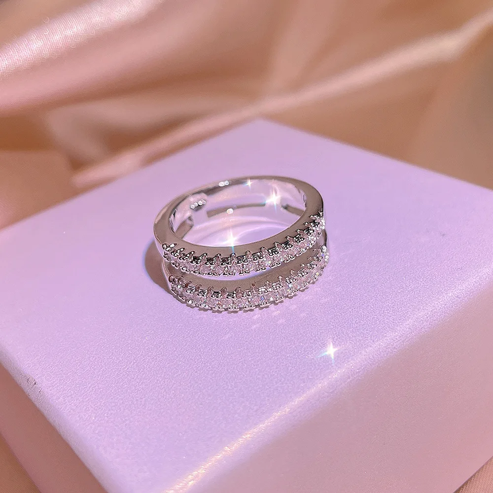 925 Sterling Silver Water Drop Zircon Stone Ring Finger For Women