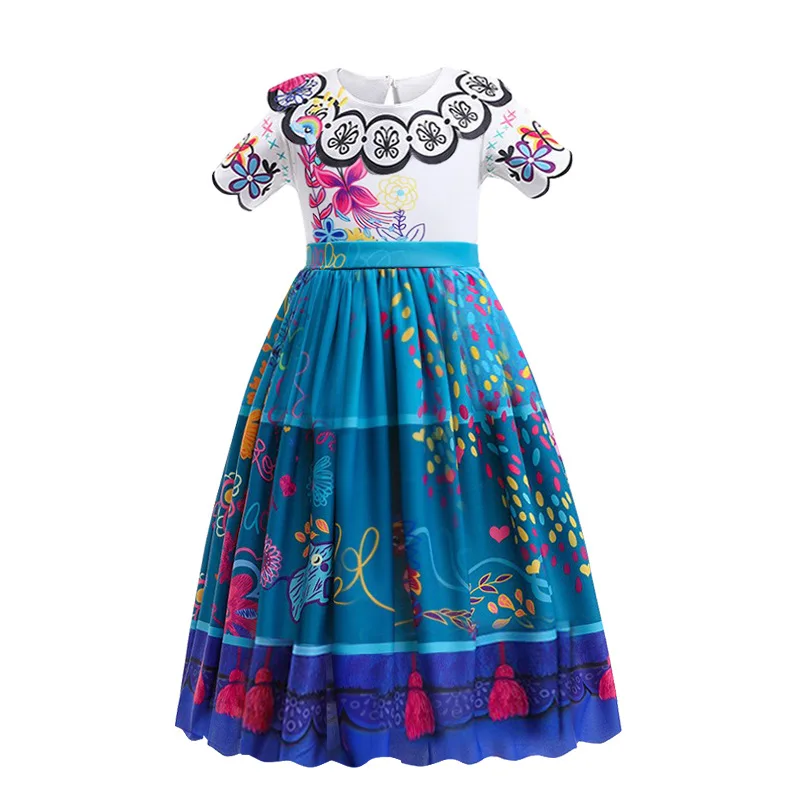 New Encanto Costume For Kids Mirabel Madrigal Cosplay Dress Girls Fancy Carnival Halloween Princess Dress
