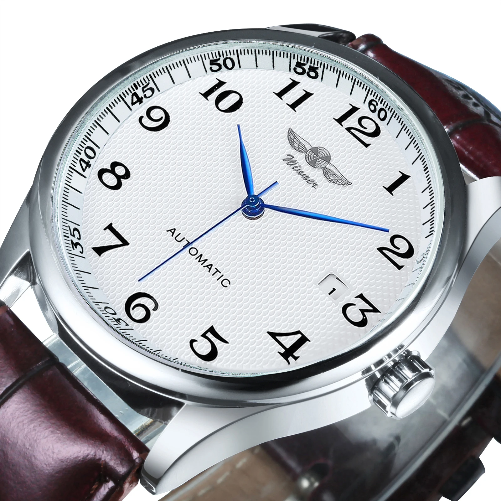 WINNER Fashion Business Watch for Men Calendar Classic Retro Automatic Mechanical Watches Top Brand Luxury Steel Leather Strap