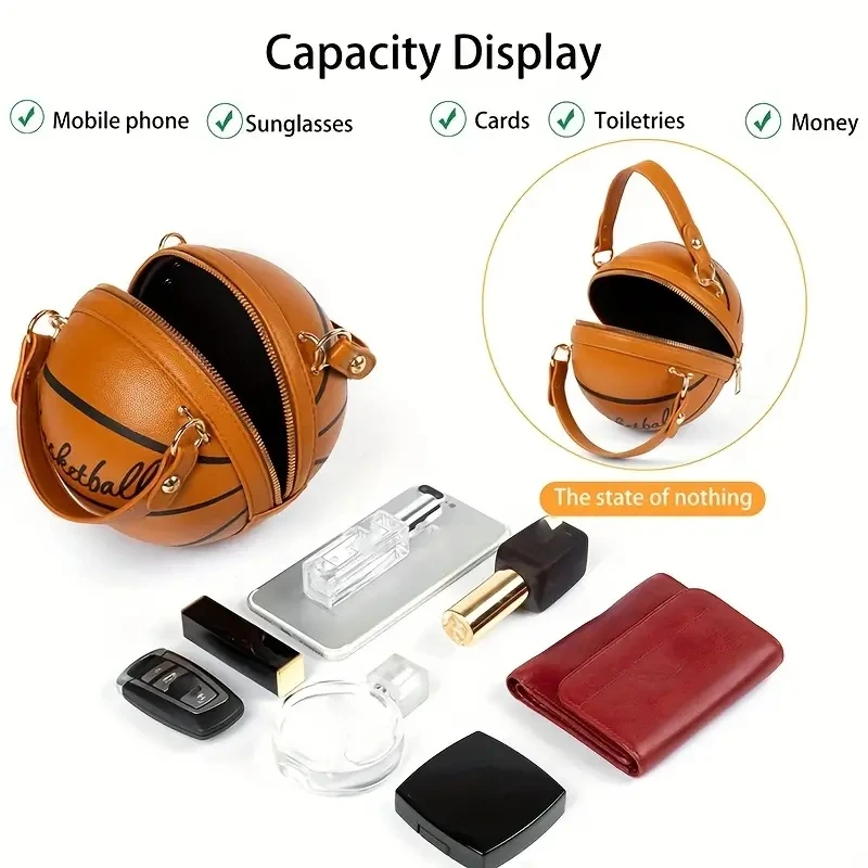 Shoulder Bag Women PU Leather Chain Basketball Letter Print Teenagers Handbag Crossbody
