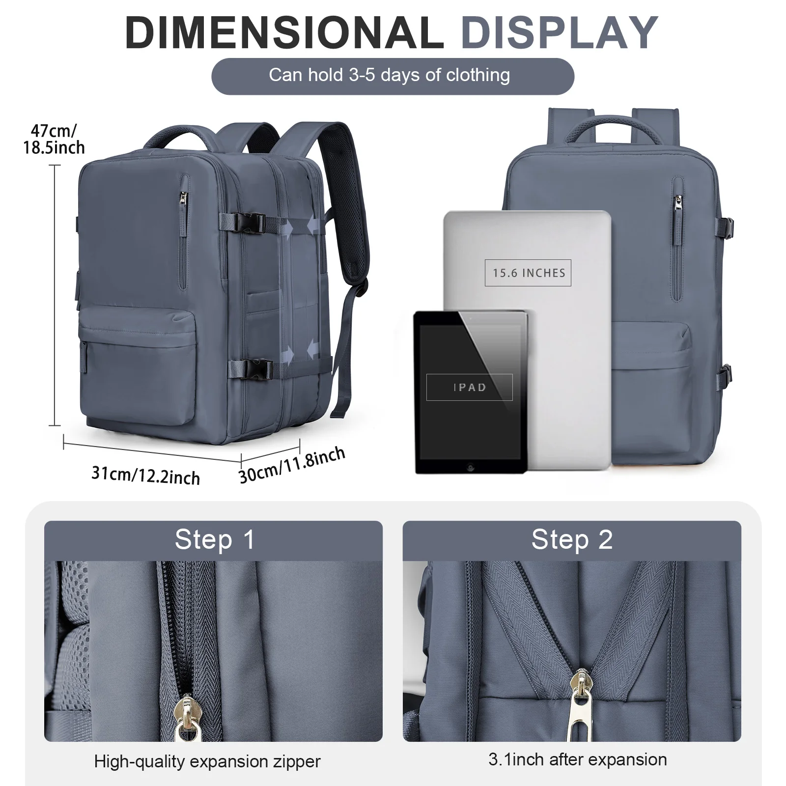 Travel Laptop Backpack for Women & Men College Expandable USB Bag Large Capacity 17.3  Waterproof Outdoor Shoe Storage Man's Bag