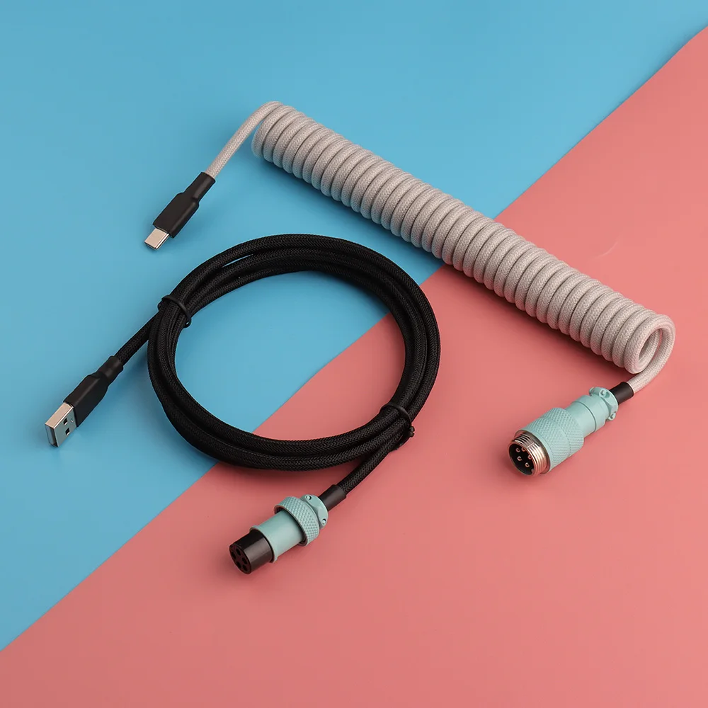 Linker Usb GX16 Aviação Cabo Mecânico Espiral Gaming USB C Cabo Teclado