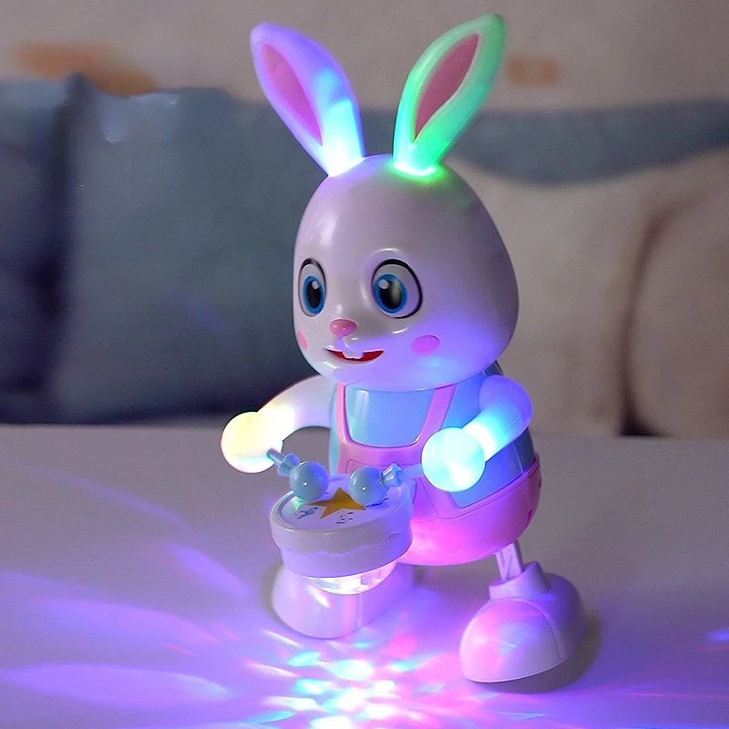

Robot Rabbit Dancing Sing Song Electronic Bunny Music Robotic Animal Beat Drum With LED Cute Electric Pet Toy Kids Birthday Gift