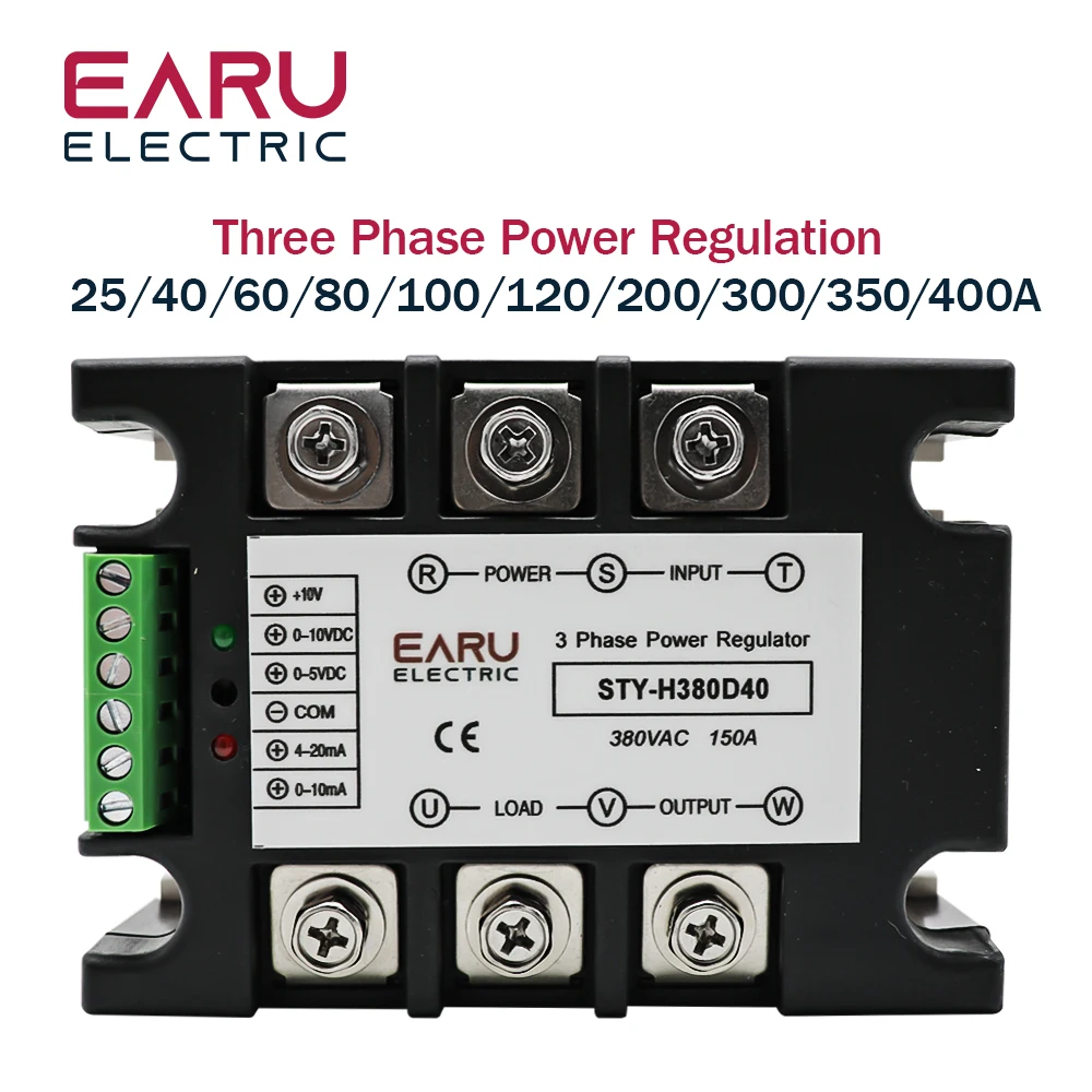 

Three Phase AC Voltage Regulating Module Power Regulator Thyristor 380V Solid State Relay Dimming 25A-400A Potentiometer Control