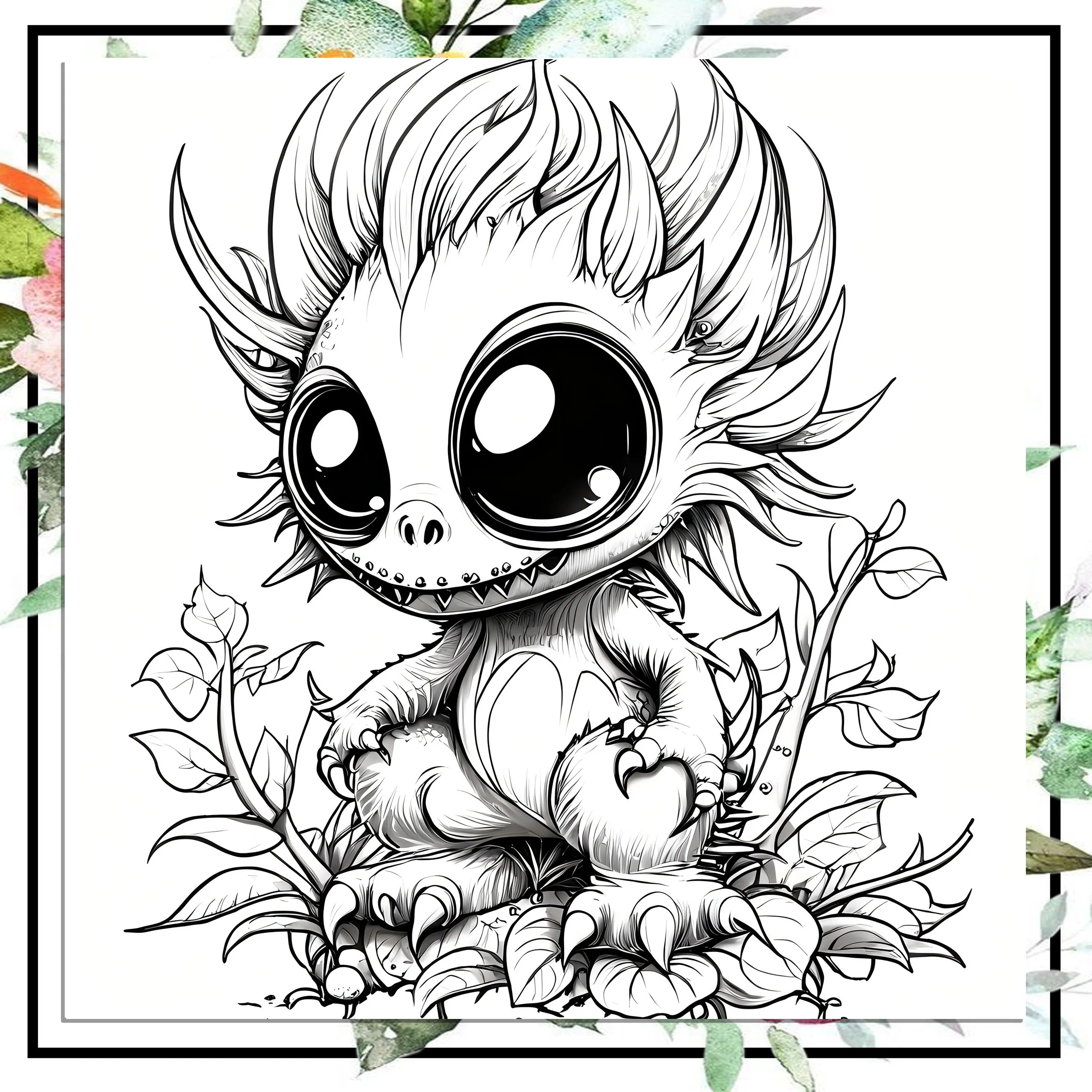 Adults with Simple Decompression Cute Doodle Little Monster Coloring Book Perfect Gift for Parties and Birthdays ﻿ 5