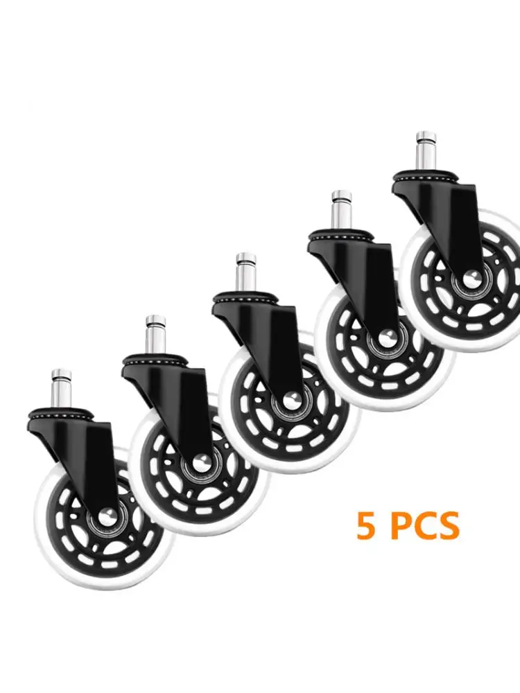 

(5 Packs) 2.5/3 Inch Casters Office Chair M10/M11 Mute Universal Wheel Pu Circling Caster Strong Bearing Transparent Wheel Black