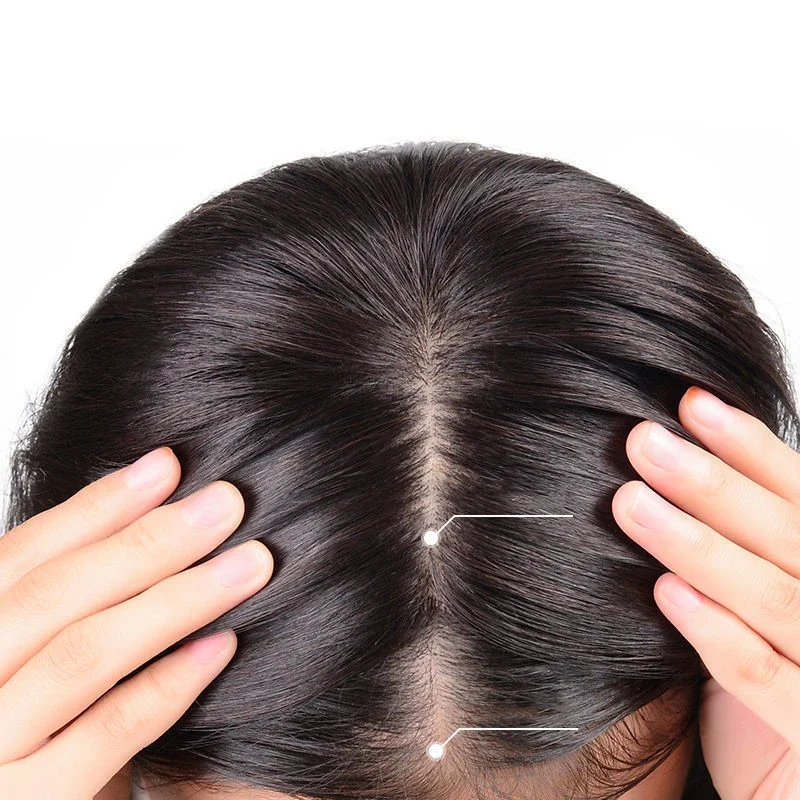Silk Base Human Hair Topper for Women Natural Scalp Top Straight European Hair Clip in Hairpiece Free Part Remy 12x13cm