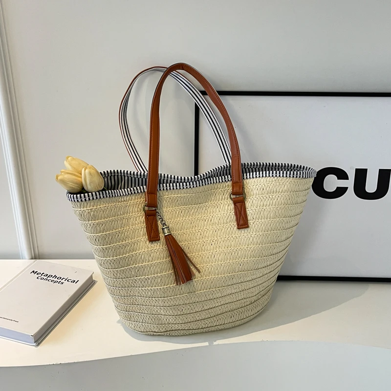 

Large Capacity Zipper Ladies Tote Bags Casual Braid Shoulder Bags for Women 2024 Simplicity Free Shipping Bolsas Para Mujeres