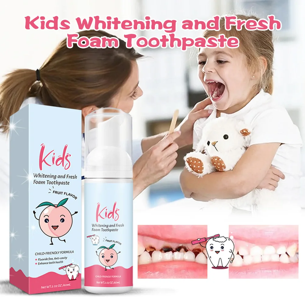 

Kids Foam Toothpaste Flavor Teeth Stains Removal Whitening Mousse Reduce Bad Breath for Kids Children toothpaste