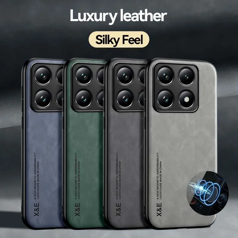 Custodia Magnetica In Pelle Metallica Per Xiaomi Redmi Note 13/12/Pro, Poco X6