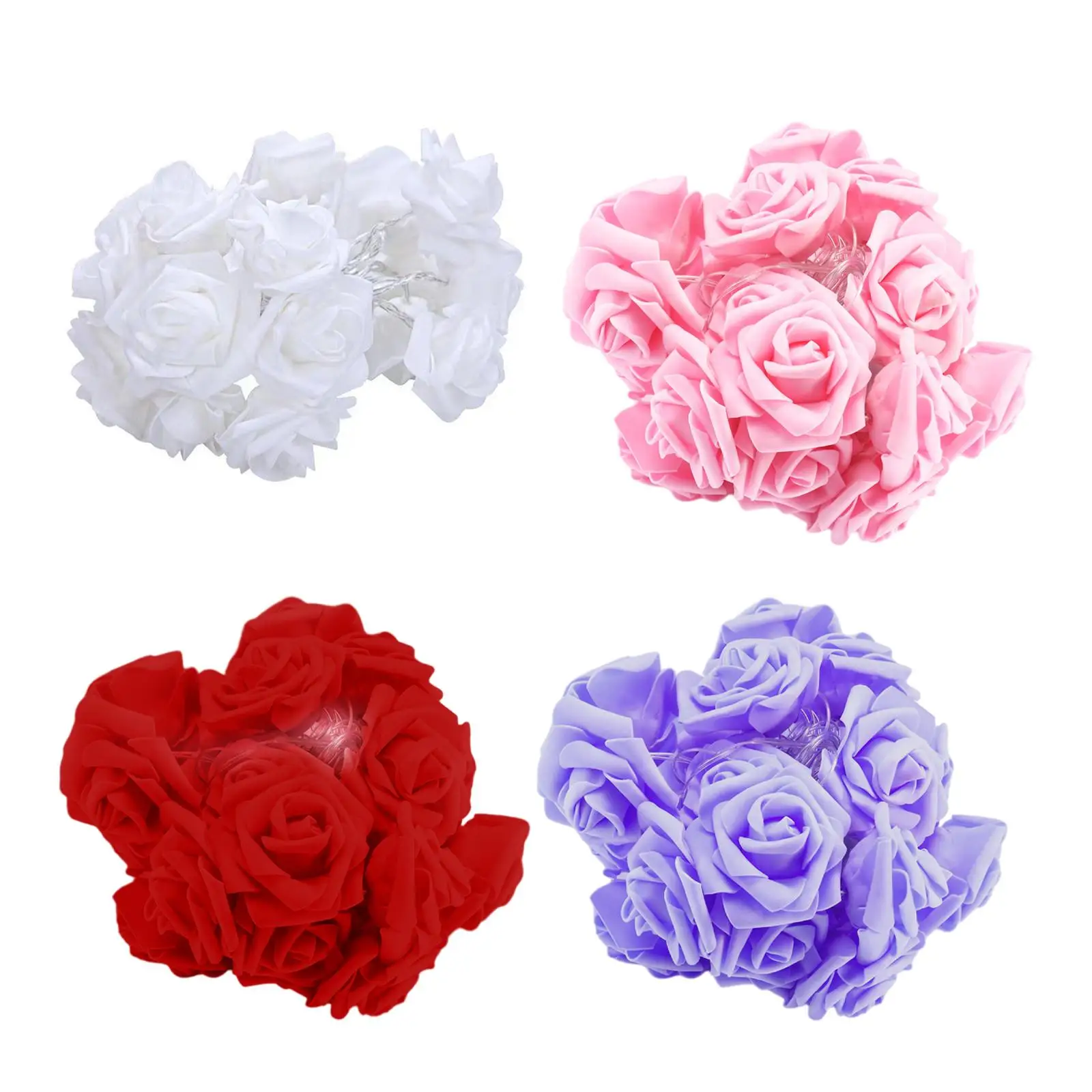 

LED Rose Flower String Lights Artificial Flower Garland for Wall Patio Room