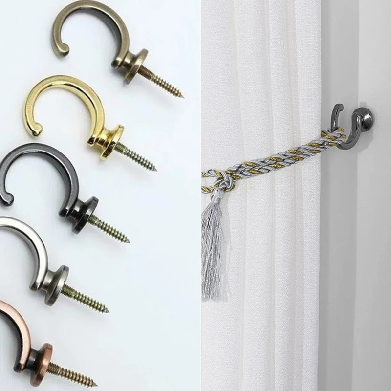 Ball End Polished Curtain Tieback Hook Expansion Plug Finish Modern 2Pcs