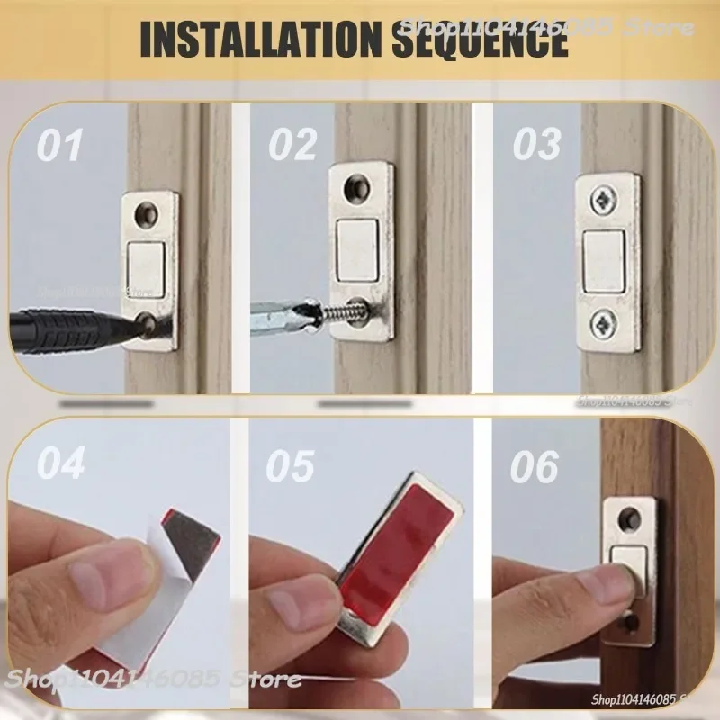 Strong Magnetic Cabinet Catches Ultra-Thin Door Magnets Stops Invisible Adhesive Drawer Magnet Catch for Kitchen Closet Closer