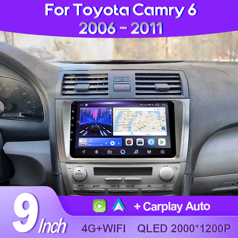 

QSZN For Toyota Camry 6 XV 40 50 2006 - 2011 2K QLED Android 13 Car Radio Multimedia Video Player GPS AI Voice CarPlay Head Unit