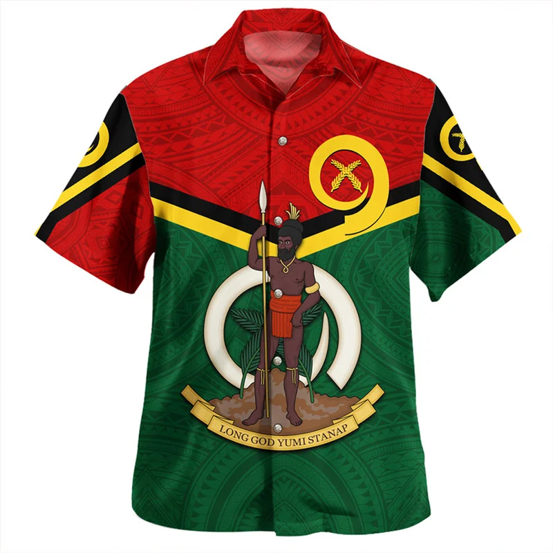 

Summer Harajuku 3D Printing The Republic Of Vanuatu National Flag Shirts Vanuatu Emblem Graphic Short Shirts Fashion Men Blouses