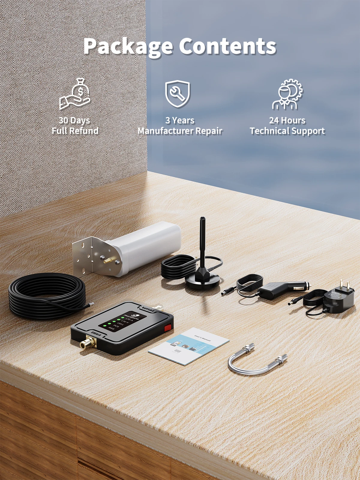 Phonetone Vehicle Cell Phone Booster-Boosts 5G/4G LTE Signal on Band 2/4/5/12/13/17, FCC Approved