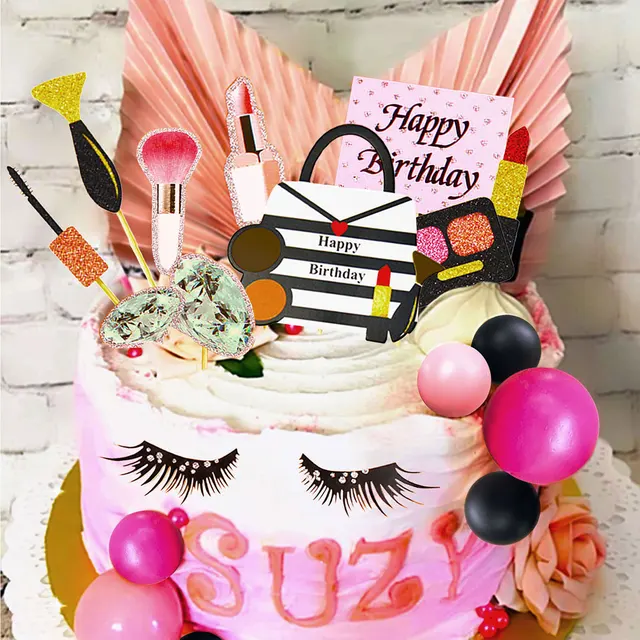 Topper Torta Mean Girls - Palline Rosa E Nero, Per Matrimonio E Addio Al Nubilato - Foto 3