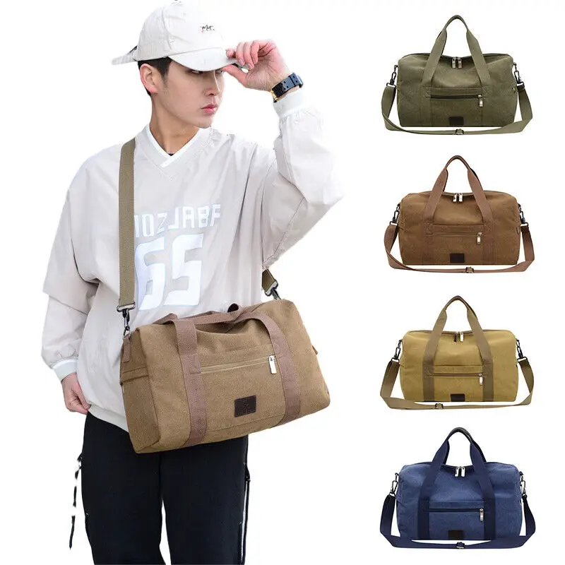 

Mens Holdall Duffle Shoulder Large Capacity Gym Sports Bag Cabin Travel Weekend Bag Canvas