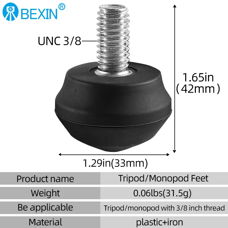 Universal Tripod Foot Spikes 3/8 screws plastic cone foot pad