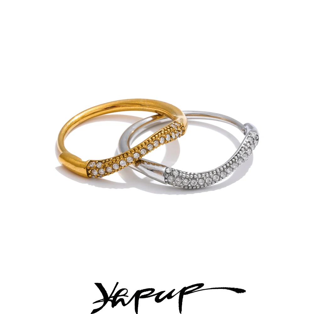 Yhpup Adjustable Cubic Zirconia Inlaid Thin Ring