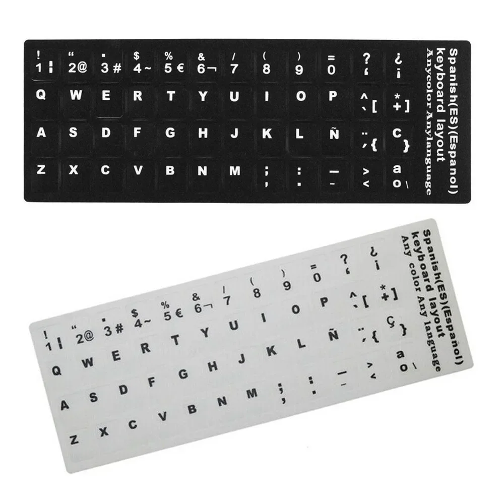 Wholsale Lot 10pcs Spanish Espanol Black or White Letters Alphabet Layout Keyboard Stickers for Universal Laptop Desktop