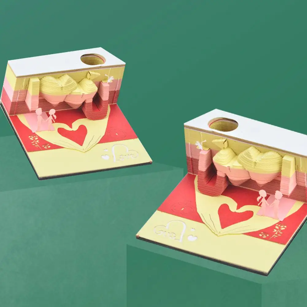 DIY 스티커 포스트 메모 카드 조각 스티커, 3D 메모 패드, 조각 아트 메모장, 러브 페이퍼 공예, 3 차원 종이 Crea M8E0
