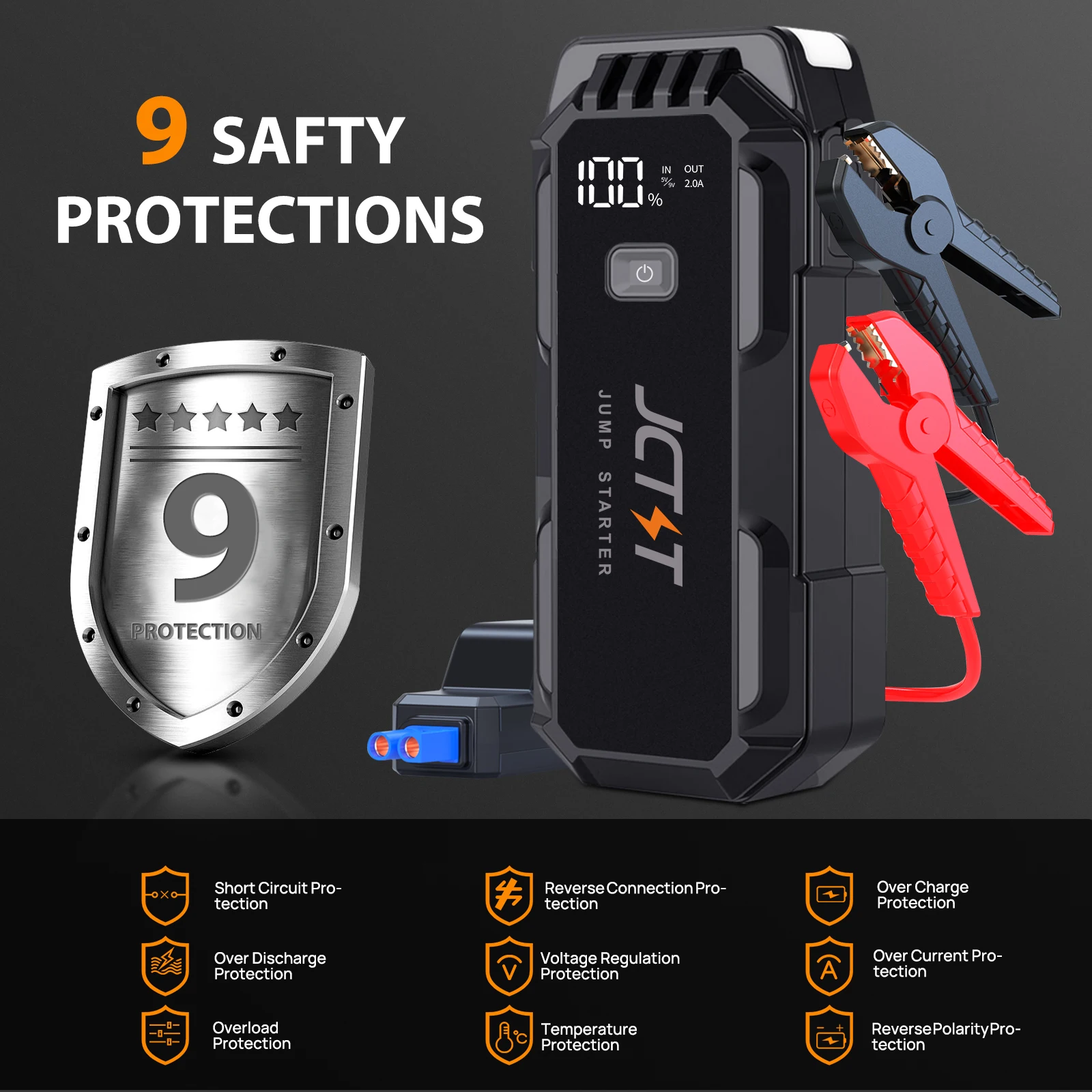 Car Jump Starter Power 12V Portable Battery Charger Automatic Emergency Booster Start Equipment