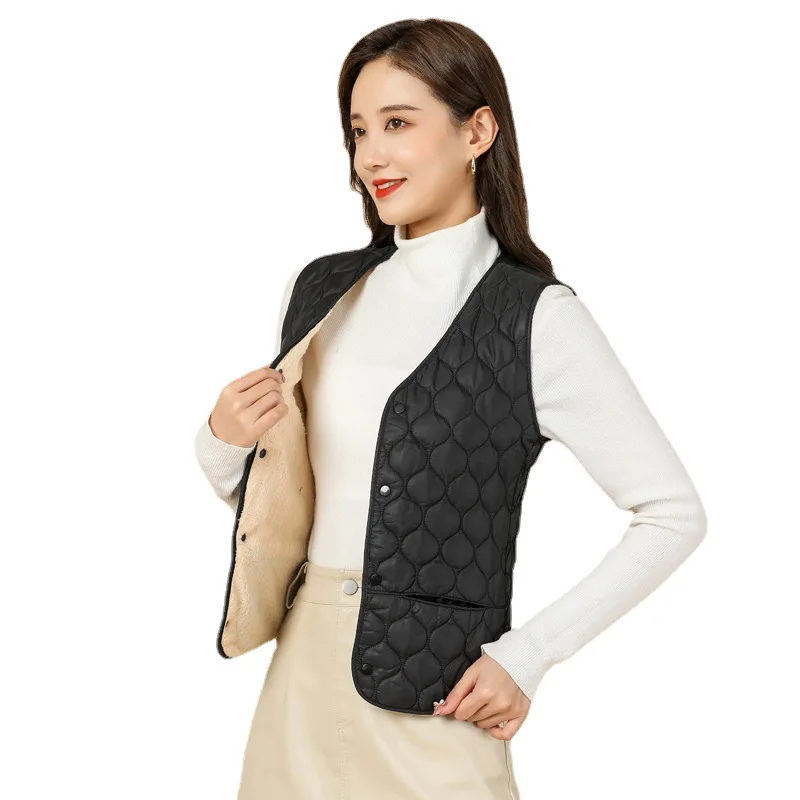 Korean Fashion Black Pink Sleeveless Wool Vest For Women Autumn Winter